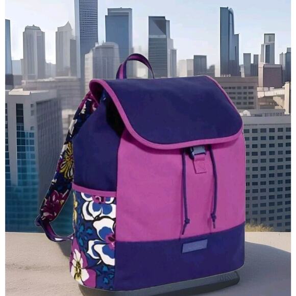 NWT! Vera Bradley-African Violet Canvas Backpack 13x14x7 - Picture 1 of 10